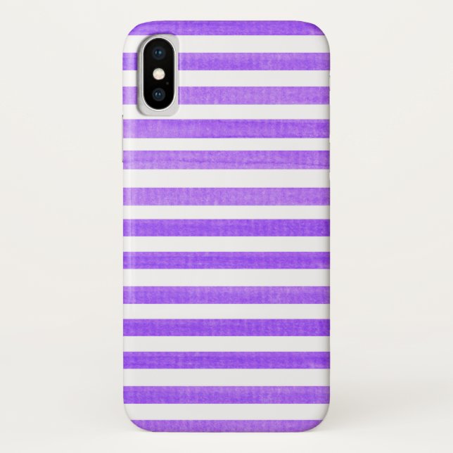 Funda iPhone X de banda morada y blanca (Reverso)