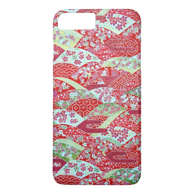 Funda japonés Art Red Floral Yuzen iPhone 8 Plus (Reverso)