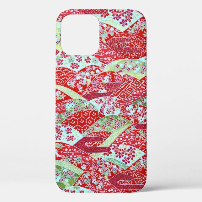 Funda japonés rojo floral originami iPhone 12 (Reverso )
