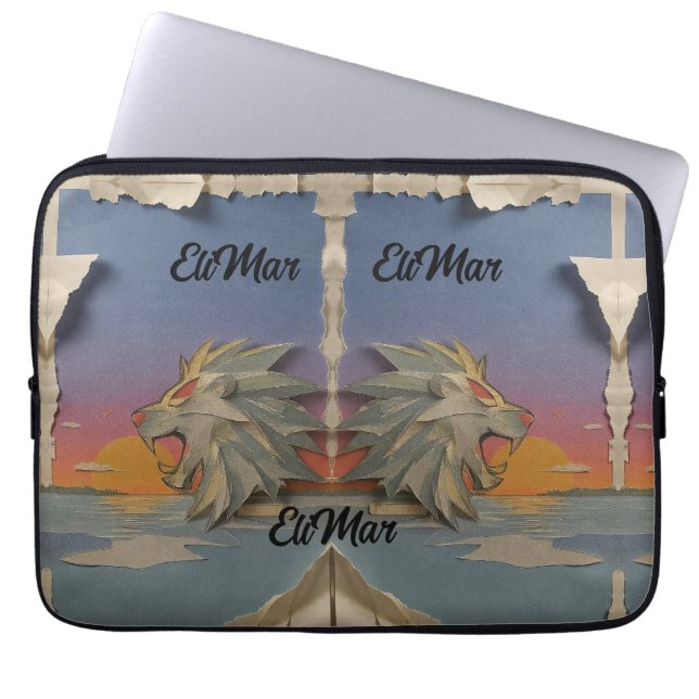 Funda Laptop 13" Neopreno León Rugiendo Papcut (Frente)