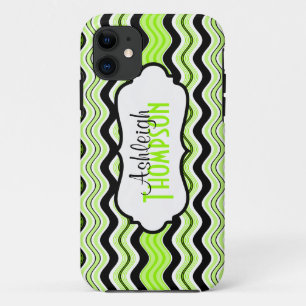 Funda Lime, Black, White Wavy Stripes iPhone 5