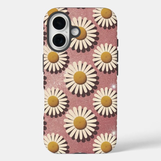 Funda Luxe Retro White Daisies para iPhone 16 (Reverso )