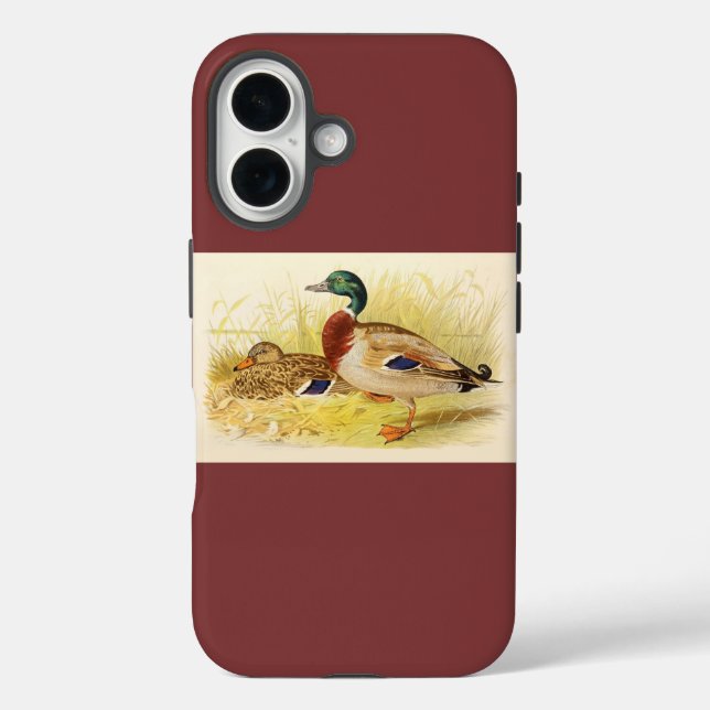 Funda Mallard Ducks Burgundy iPhone 16 (Reverso )