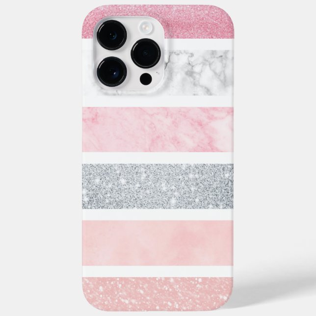 Funda Marbal y purpurina Rosa iPhone 14 Pro Max (Reverso)