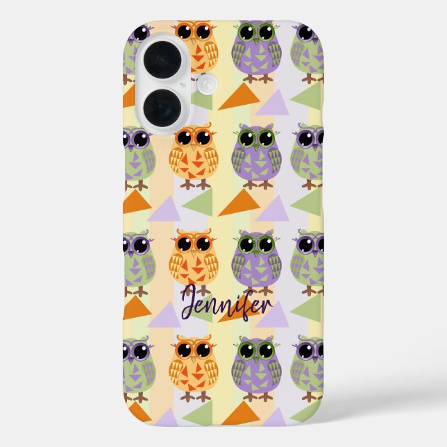 Funda-Mate Iphone 16 funda de búhos de patrón de c (Reverso )