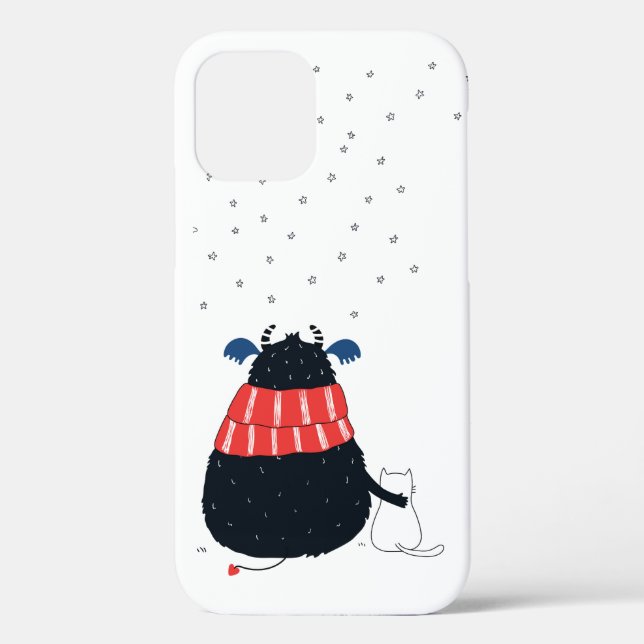 FUNDA-MATE TOUGH iPhone 12 FUNDA MONSTER Y CAT (Reverso )