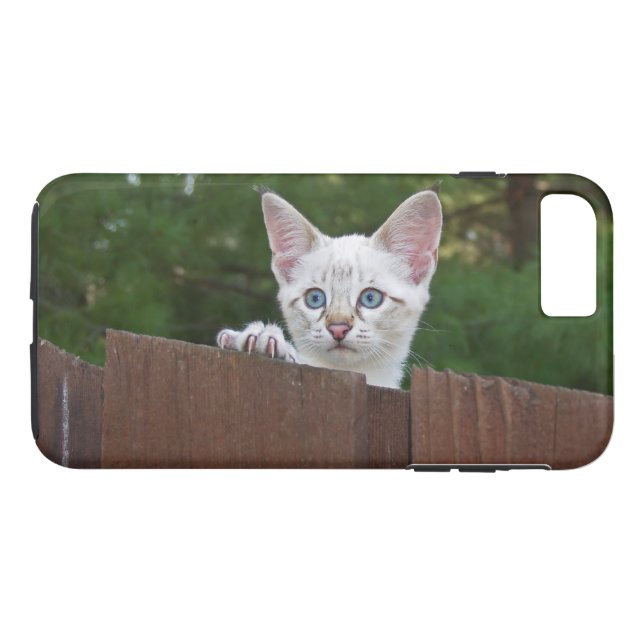 Funda-Mate Tough Plus iPhone 7 Funda Gatito Blanco (Reverso (horizontal))