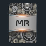 Funda mini para iPad de fondo metálico gris<br><div class="desc">Imagen de fondo gris metálico con texto en personalizable negro.</div>