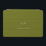 Funda mini para iPad simple y elegante en monogram<br><div class="desc">Moderno,  sencillo,  elegante,  monograma ipad,  verde oliva. Solo edita tu producto en unos minutos. Puede cambiar el tipo de letra/tamaño/color y la posición utilizando "personalización adicional".</div>