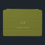Funda mini para iPad simple y elegante en monogram<br><div class="desc">Moderno,  sencillo,  elegante,  monograma ipad,  verde oliva. Solo edita tu producto en unos minutos. Puede cambiar el tipo de letra/tamaño/color y la posición utilizando "personalización adicional".</div>