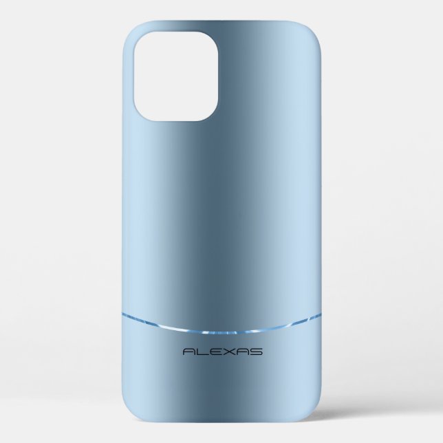 Funda minimalista de fondo azul metálico-Mate iP (Reverso )