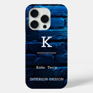 Funda minimalista de monograma moderno negro y azu