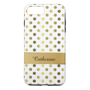 funda moda Gold & White Polka Dot iPhone 7 Plus