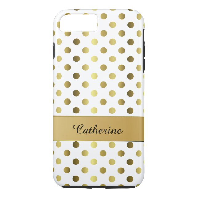 funda moda Gold & White Polka Dot iPhone 7 Plus (Reverso)