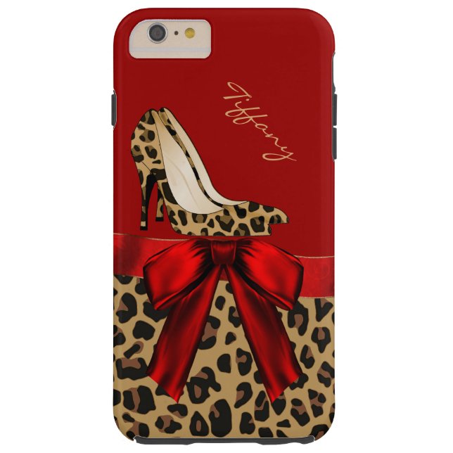 Funda Moda rojo y jaguar Print iPhone 6 Plus (Reverso)