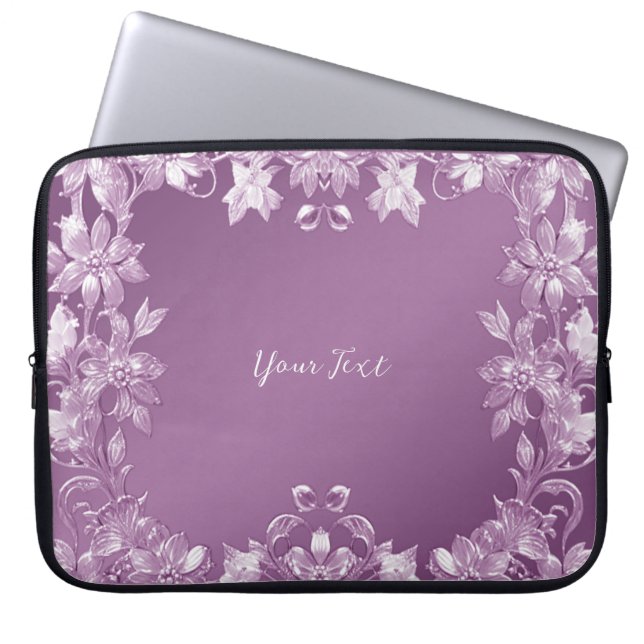 Funda moderna para portátil Lilac Floral (Frente)