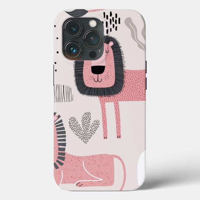 Funda moderno y duro de Boho Pink Lion (Reverso )