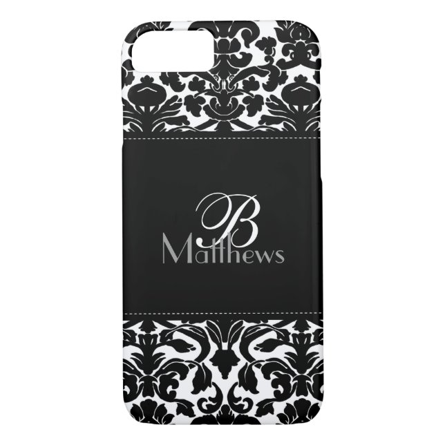 Funda Monograma Damask para iPhone 7 negro y blanc (Reverso)