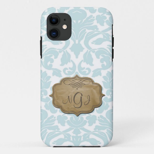 Funda Monograma Damask Turquoise iPhone 5 (Reverso)