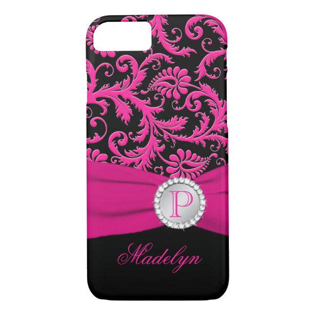 Funda Monograma negro negro plateado Damask para i (Reverso)