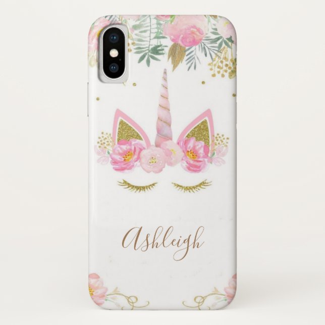 Funda Monograma para iPhone X de Unicorn Chica (Reverso)