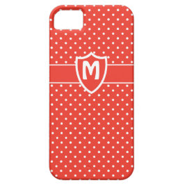 Funda Monogrammed iPhone 5, puntos de polka roja