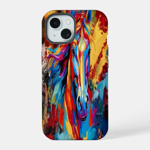 Funda móvil abstracta de caballo colorido,