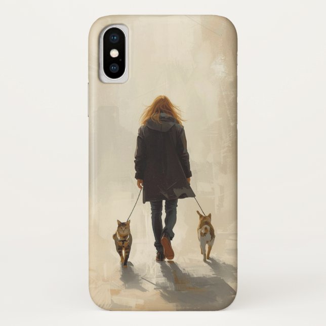 Funda móvil de elegancia para caminar gato (Reverso)