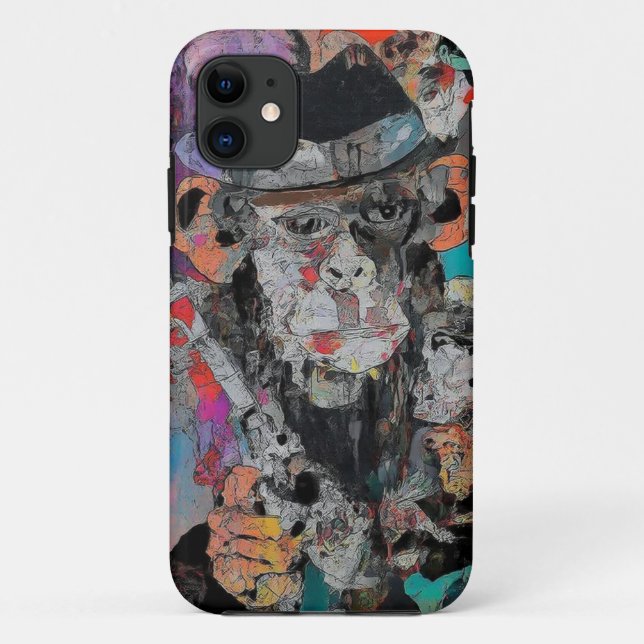 Funda móvil de graffiti de simios urbanos (Reverso)