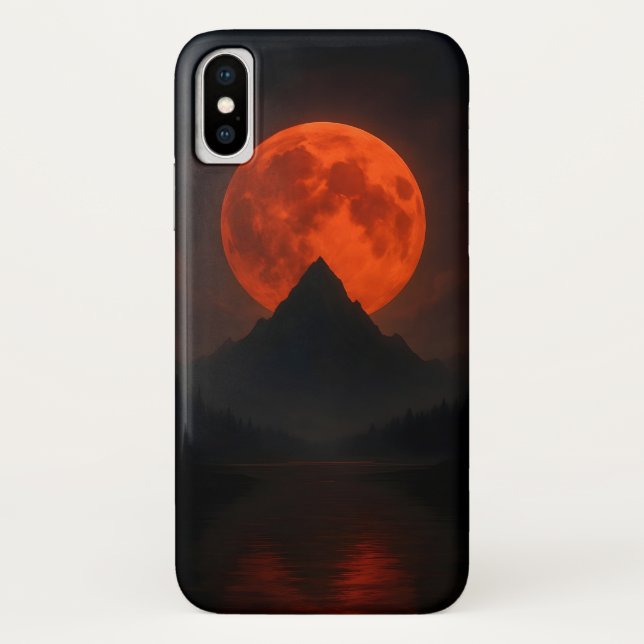 Funda móvil de la montaña Crimson Moonrise (Reverso)