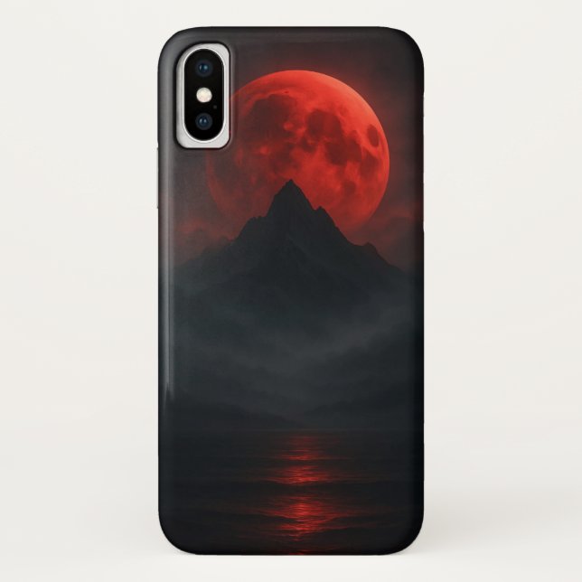 Funda móvil de la montaña Crimson Moonrise (Reverso)