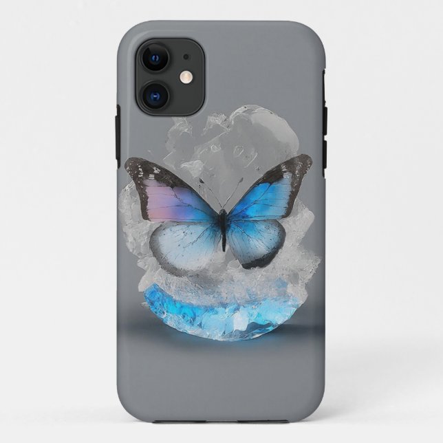 Funda móvil de mariposa azul de cristal (Reverso)