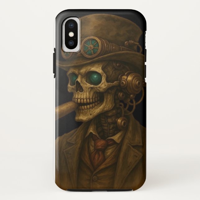 Funda móvil Steampunk Skeleton Gentleman (Reverso)
