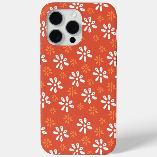 Funda naranja Flowers Pattern iPhone 15 Pro Max (Reverso )