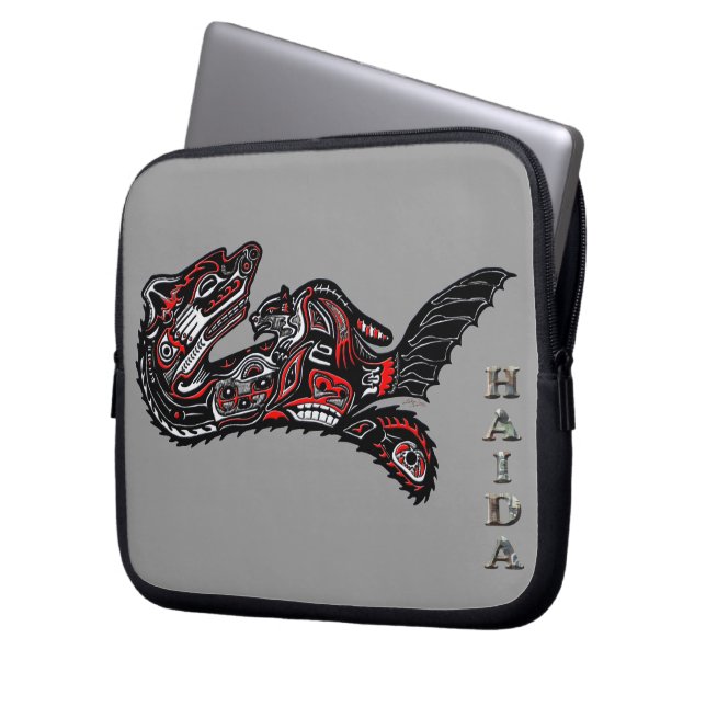 Funda nativa norteamericana Haida Otter Art Laptop (Anverso izquierdo)