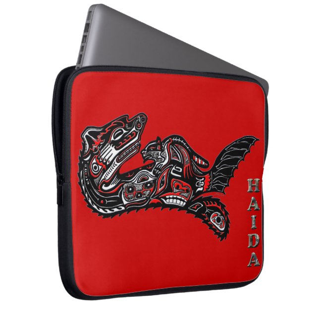 Funda nativa norteamericana Haida Otter Art Laptop (Anverso derecho)