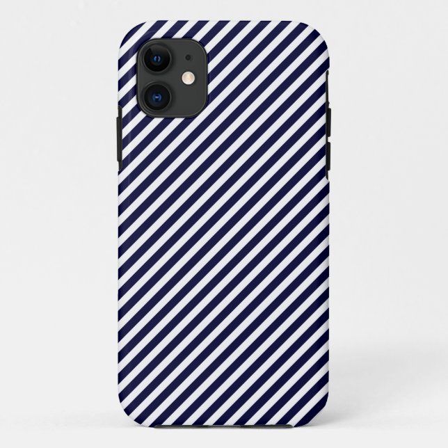 Funda Navy Blue & White Striped para iPhone 5 (Reverso)