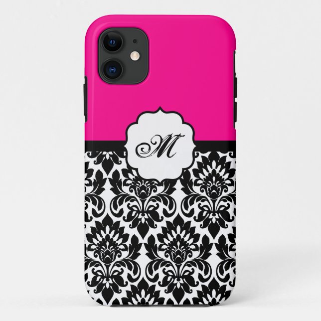 Funda negro "Hot Pink" Damask Lace ID™ iPhone 5 (Reverso)