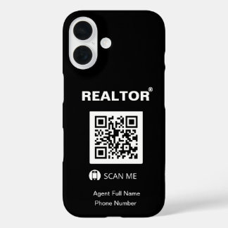 funda negro para iPhone 16 - Código Realtor®+QR