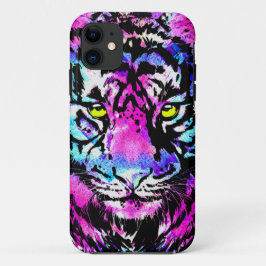 Funda Neon Pink Tiger Head Portrait iPhone 11