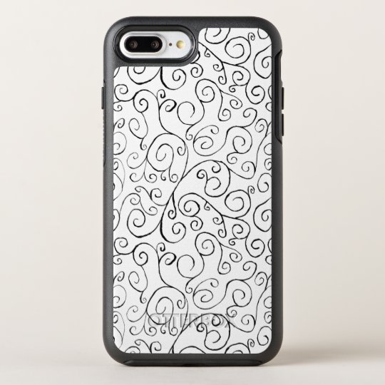 Funda OtterBox Symmetry Para iPhone 8 Plus/7 Plus Curvas negras caprichosas del movimiento en