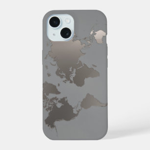 Funda para Apple iPhone Mapa Mundial Viajes Gris P
