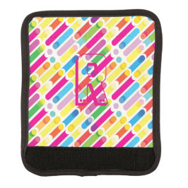 Funda Para Asa De Maleta Patrón de líneas diagonales en arco iris monograma