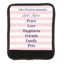 Funda para asa de maleta raya rosa y blanco Love 