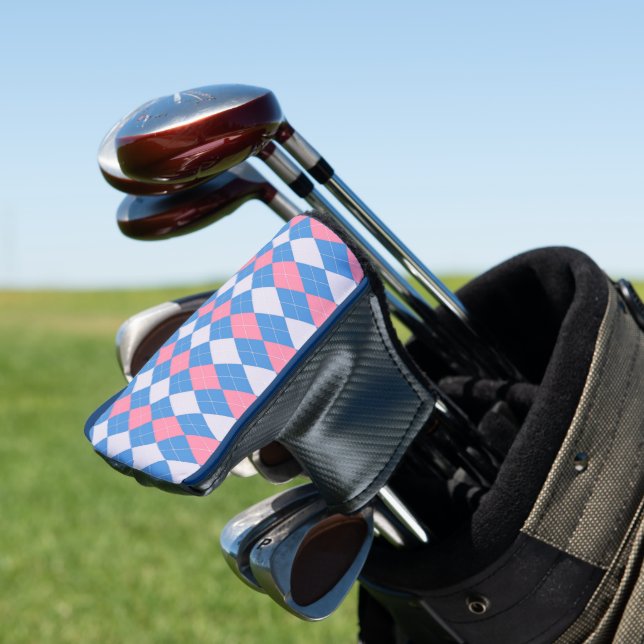 Funda para cabeza de palo de golf argyle rosa y az (In Situ)