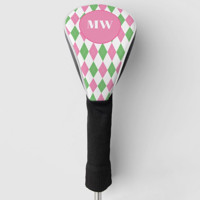 Funda para cabeza de palo de golf Chic Argyle Mono (Anverso)
