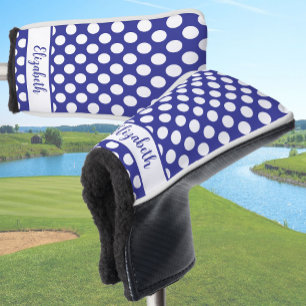 Funda para cabeza de palo de golf con lunares azul