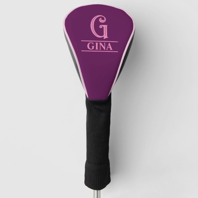 Funda para cabeza de palo de golf con monograma (Anverso)