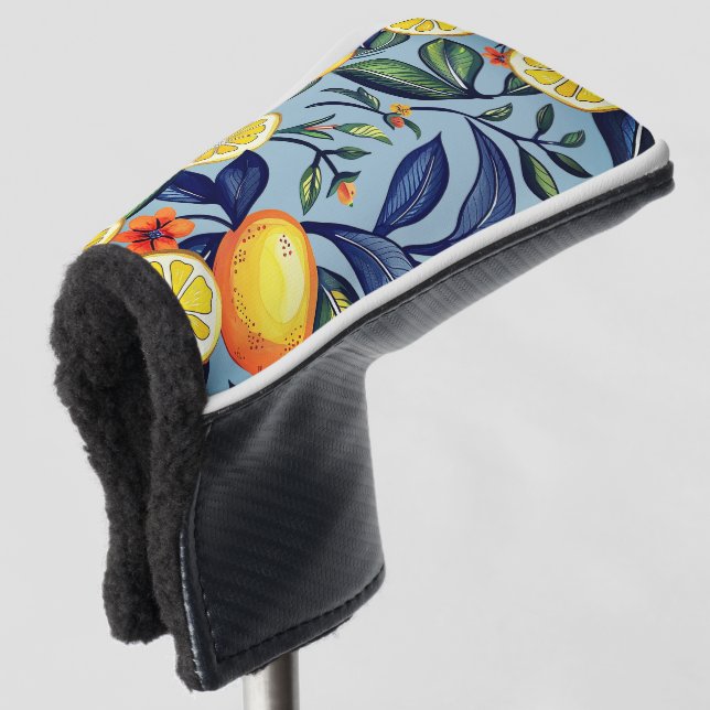 Funda para cabeza de palo de golf de limón acuarel (Anverso 3/4)