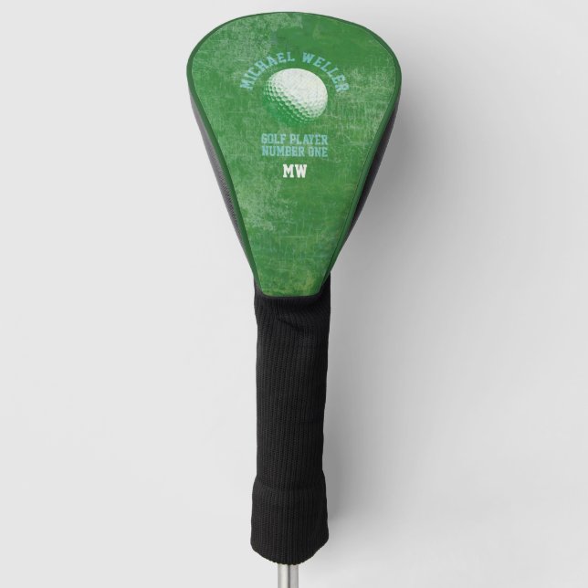 Funda para cabeza de palo de golf verde envejecida (Anverso)